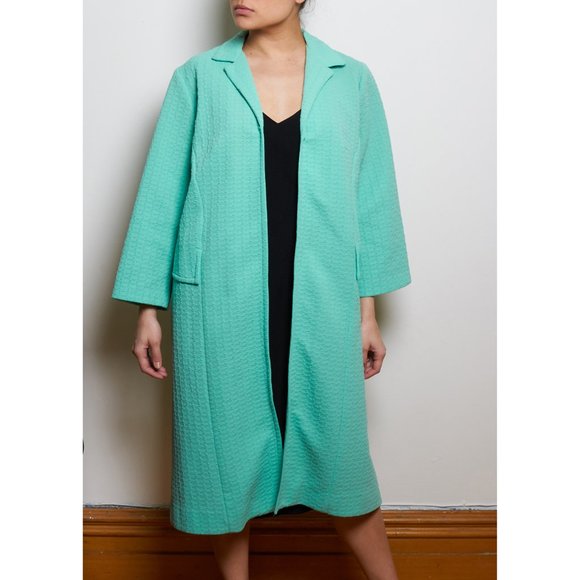 Vintage Long Overcoat in Seafoam Green - Picture 1 of 6